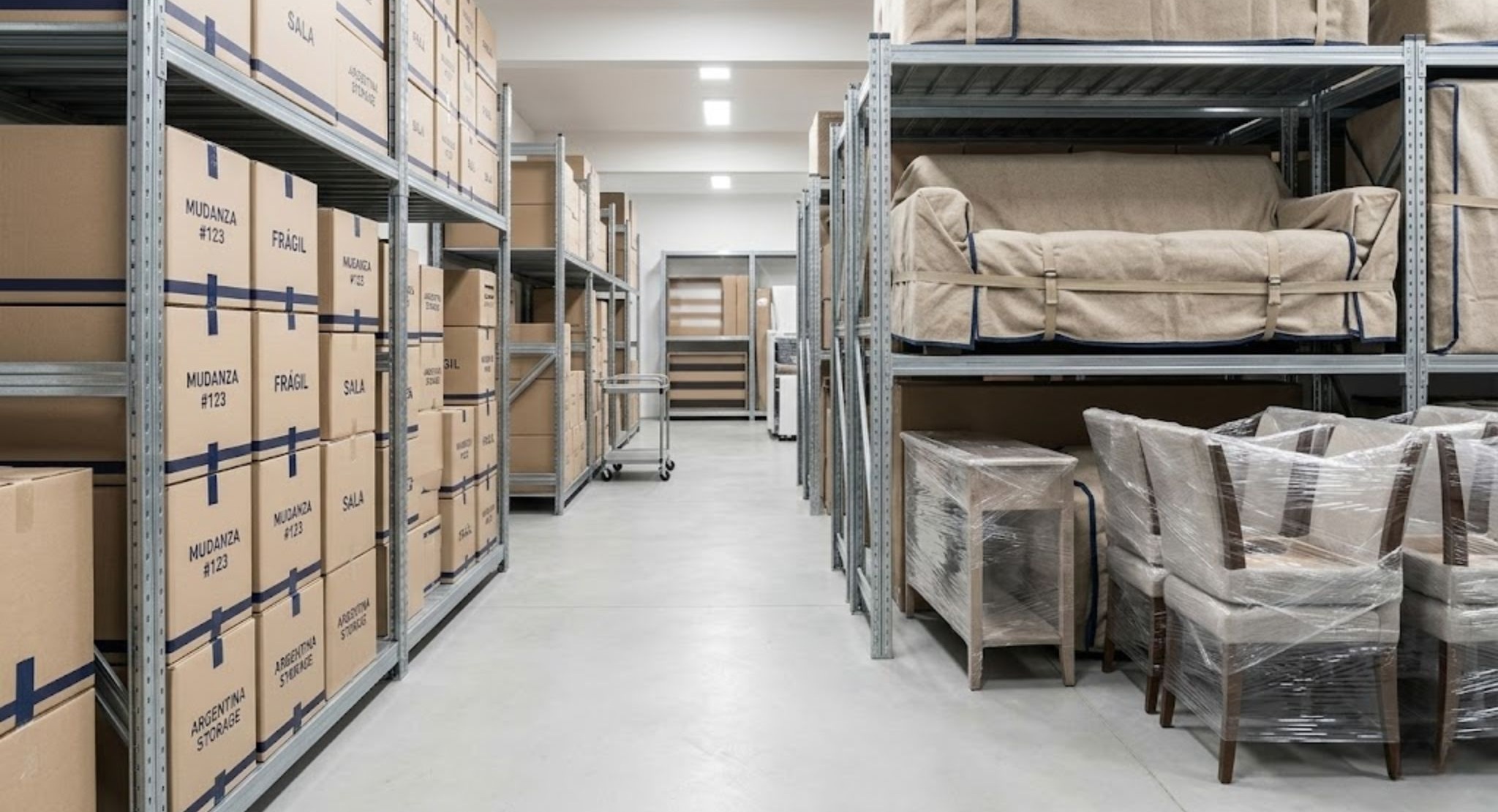 Espacio de guardamuebles ordenado y seguro